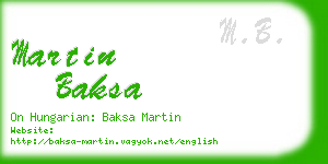 martin baksa business card